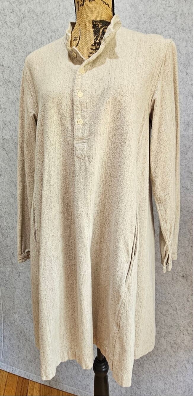 CP Shades Jasmine Tunic Dress, Cream Long Sleeve, Cotton, Pockets, Sz S, New